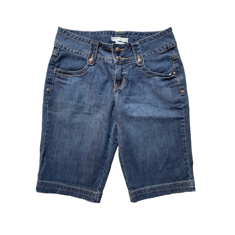 No Boundaries Womens Jean Bermuda‎ Shorts Size 7 Low Rise Stretch Denim Blue